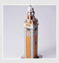 Papercraft building de la Torre del Reloj de China. Manualidades a Raudales.