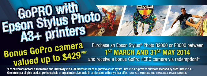 GoPRO with Epson Stylus Photo A3+ Printer Promotion 