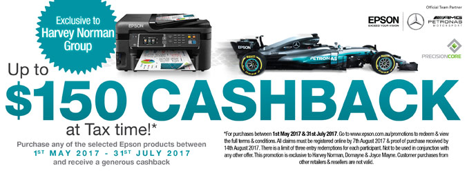 Harvey Norman Up to $150 Cashback at Tax Time Promotion